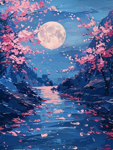 Kirschblüten Diamond Painting XXL Mond Crystal Art, Diamond Painting Eckige Steine Basteln Erwachsene DIY Stickerei Kreuzstich Bastelset für Wanddeko, Zimmer Deko, Geschenke 40 x 55 cm -2502y1S Kirschblüten Diamond Painting XXL Mond Crystal Art, Diamond Painting Eckige Steine Basteln Erwachsene DIY Stickerei Kreuzstich Bastelset für Wanddeko, Zimmer Deko, Geschenke 40 x 55 cm -2502y1S von LUESUAYN