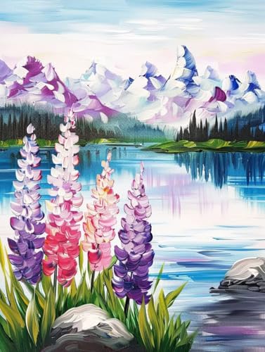 Lavendel Diamond Painting XXL Berg Crystal Art, Diamond Painting Eckige Steine Basteln Erwachsene Anfänger DIY Stickerei Kreuzstich Bastelset für Wanddeko, Zimmer Deko, Geschenke (30 * 40cm) -2502yB4 von LUESUAYN