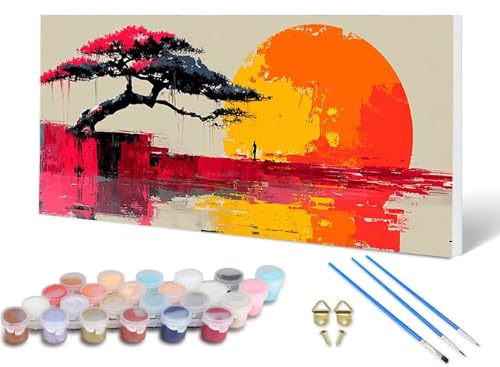 Malen Nach Zahlen Baum Malen Nach Zahlen Erwachsene Sonne 50 x 100 cm, DIY Paint by Numbers Bastelset Erwachsene Anfänger mit 3 Pinsel und Acrylfarben & Knitterfreie Leinwand für Wanddeko -lsy2506LA Malen Nach Zahlen Baum Malen Nach Zahlen Erwachsene Sonne 50 x 100 cm, DIY Paint by Numbers Bastelset Erwachsene Anfänger mit 3 Pinsel und Acrylfarben & Knitterfreie Leinwand für Wanddeko -lsy2506LA von LUESUAYN