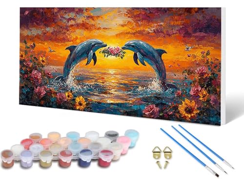 Malen Nach Zahlen Delphin Malen Nach Zahlen Erwachsene Blume 30 x 60 cm, DIY Paint by Numbers Bastelset Erwachsene Anfänger mit 3 Pinsel und Acrylfarben & Knitterfreie Leinwand für Wanddeko -lsy25065M Malen Nach Zahlen Delphin Malen Nach Zahlen Erwachsene Blume 30 x 60 cm, DIY Paint by Numbers Bastelset Erwachsene Anfänger mit 3 Pinsel und Acrylfarben & Knitterfreie Leinwand für Wanddeko -lsy25065M von LUESUAYN