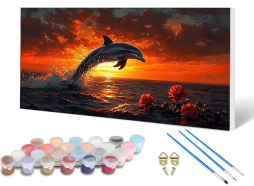 Malen Nach Zahlen Delphin Malen Nach Zahlen Erwachsene Sonnenuntergang 30X60CM, DIY Paint by Numbers Bastelset Erwachsene Anfänger mit 3 Pinsel und Acrylfarben & Leinwand für Wanddeko -lsy2506CF Malen Nach Zahlen Delphin Malen Nach Zahlen Erwachsene Sonnenuntergang 30X60CM, DIY Paint by Numbers Bastelset Erwachsene Anfänger mit 3 Pinsel und Acrylfarben & Leinwand für Wanddeko -lsy2506CF von LUESUAYN