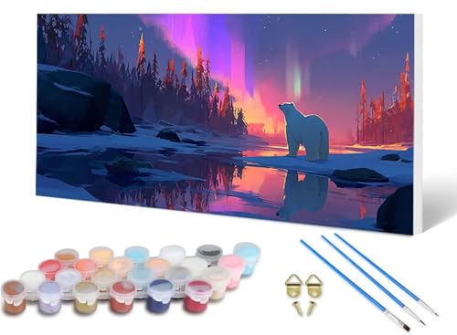 Malen Nach Zahlen Eisbär Malen Nach Zahlen Erwachsene Aurora 50X100 CM, DIY Paint by Numbers Bastelset Erwachsene Anfänger mit 3 Pinsel und Acrylfarben & Knitterfreie Leinwand für Wanddeko -lsy2506M7 Malen Nach Zahlen Eisbär Malen Nach Zahlen Erwachsene Aurora 50X100 CM, DIY Paint by Numbers Bastelset Erwachsene Anfänger mit 3 Pinsel und Acrylfarben & Knitterfreie Leinwand für Wanddeko -lsy2506M7 von LUESUAYN