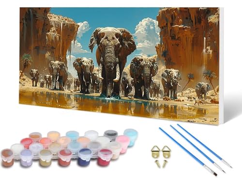 Malen Nach Zahlen Elefant Malen Nach Zahlen Erwachsene Tier 100X300CM, DIY Paint by Numbers Bastelset Erwachsene Anfänger mit 3 Pinsel und Acrylfarben & Knitterfreie Leinwand für Wanddeko -lsy250661 Malen Nach Zahlen Elefant Malen Nach Zahlen Erwachsene Tier 100X300CM, DIY Paint by Numbers Bastelset Erwachsene Anfänger mit 3 Pinsel und Acrylfarben & Knitterfreie Leinwand für Wanddeko -lsy250661 von LUESUAYN