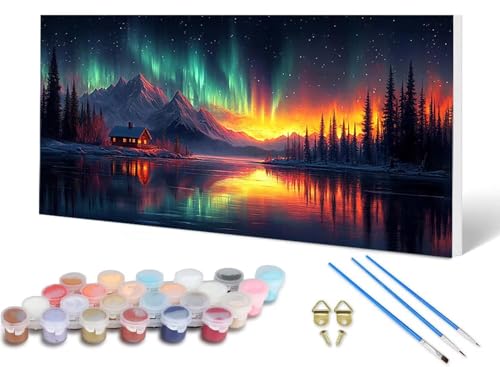 Malen Nach Zahlen Erwachsene Aurora Malen Nach Zahlen Berg, DIY Set Erwachsene Paint by Numbers mit 3 Pinsel und Acrylfarben & Knitterfreie Leinwand für Zimmer Deko Wohnzimmer 40X80 CM -lsy2506PE Malen Nach Zahlen Erwachsene Aurora Malen Nach Zahlen Berg, DIY Set Erwachsene Paint by Numbers mit 3 Pinsel und Acrylfarben & Knitterfreie Leinwand für Zimmer Deko Wohnzimmer 40X80 CM -lsy2506PE von LUESUAYN
