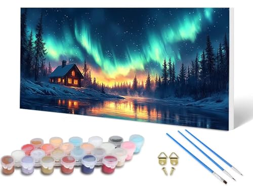 Malen Nach Zahlen Erwachsene Aurora Malen Nach Zahlen Landschaft, DIY Set Erwachsene Paint by Numbers mit 3 Pinsel und Acrylfarben & Leinwand für Zimmer Deko Wohnzimmer, Geschenke 60X120CM -lsy2506GX Malen Nach Zahlen Erwachsene Aurora Malen Nach Zahlen Landschaft, DIY Set Erwachsene Paint by Numbers mit 3 Pinsel und Acrylfarben & Leinwand für Zimmer Deko Wohnzimmer, Geschenke 60X120CM -lsy2506GX von LUESUAYN