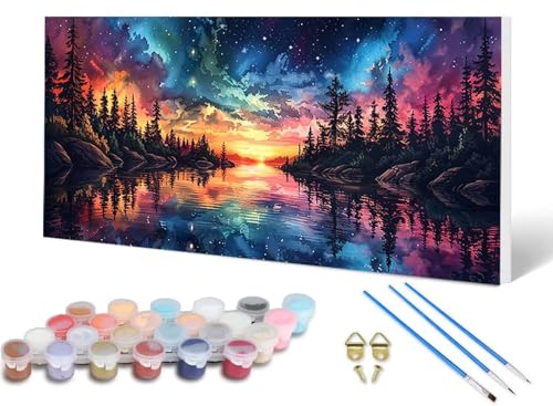 Malen Nach Zahlen Erwachsene Aurora Malen Nach Zahlen Wald, DIY Set Erwachsene Paint by Numbers mit 3 Pinsel und Acrylfarben & Knitterfreie Leinwand für Zimmer Deko Wohnzimmer 60X120CM -lsy25068A Malen Nach Zahlen Erwachsene Aurora Malen Nach Zahlen Wald, DIY Set Erwachsene Paint by Numbers mit 3 Pinsel und Acrylfarben & Knitterfreie Leinwand für Zimmer Deko Wohnzimmer 60X120CM -lsy25068A von LUESUAYN