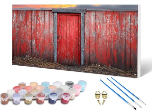 Malen Nach Zahlen Erwachsene Bauernhof Malen Nach Zahlen Landschaft, DIY Set Erwachsene Paint by Numbers mit 3 Pinsel und Acrylfarben & Leinwand für Zimmer Deko Wohnzimmer 40X80 CM -lsy2506644H von LUESUAYN