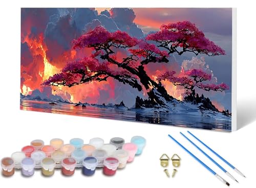 Malen Nach Zahlen Erwachsene Baum Malen Nach Zahlen Landschaft, DIY Set Erwachsene Paint by Numbers mit 3 Pinsel und Acrylfarben & Leinwand für Zimmer Deko Wohnzimmer, Geschenke 40 x 80 cm -lsy2506RP Malen Nach Zahlen Erwachsene Baum Malen Nach Zahlen Landschaft, DIY Set Erwachsene Paint by Numbers mit 3 Pinsel und Acrylfarben & Leinwand für Zimmer Deko Wohnzimmer, Geschenke 40 x 80 cm -lsy2506RP von LUESUAYN