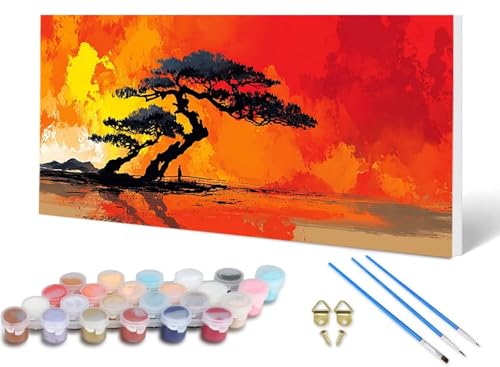 Malen Nach Zahlen Erwachsene Baum Malen Nach Zahlen Landschaft, DIY Set Erwachsene Paint by Numbers mit 3 Pinsel und Acrylfarben & Leinwand für Zimmer Deko Wohnzimmer, Geschenke 80 x 160 cm -lsy2506GX von LUESUAYN