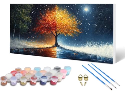Malen Nach Zahlen Erwachsene Baum Malen Nach Zahlen Traum, DIY Set Erwachsene Paint by Numbers mit 3 Pinsel und Acrylfarben & Knitterfreie Leinwand für Zimmer Deko Wohnzimmer 80 x 160 cm -lsy250682 von LUESUAYN