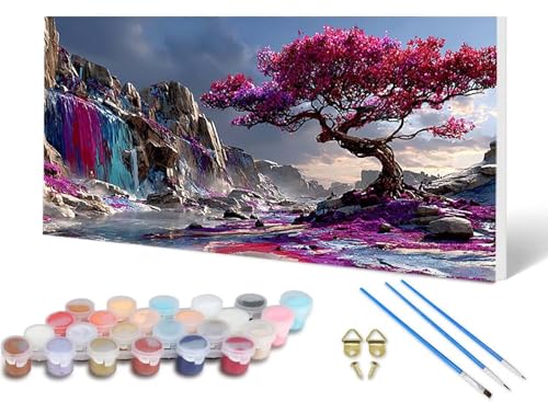 Malen Nach Zahlen Erwachsene Baum Malen Nach Zahlen Traum, DIY Set Erwachsene Paint by Numbers mit 3 Pinsel und Acrylfarben & Knitterfreie Leinwand für Zimmer Deko Wohnzimmer 80X160CM -lsy250632 von LUESUAYN