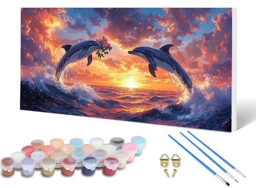 Malen Nach Zahlen Erwachsene Delphin Malen Nach Zahlen Tier, DIY Set Erwachsene Paint by Numbers mit 3 Pinsel und Acrylfarben & Knitterfreie Leinwand für Zimmer Deko Wohnzimmer 40X80CM -lsy2506R4 Malen Nach Zahlen Erwachsene Delphin Malen Nach Zahlen Tier, DIY Set Erwachsene Paint by Numbers mit 3 Pinsel und Acrylfarben & Knitterfreie Leinwand für Zimmer Deko Wohnzimmer 40X80CM -lsy2506R4 von LUESUAYN