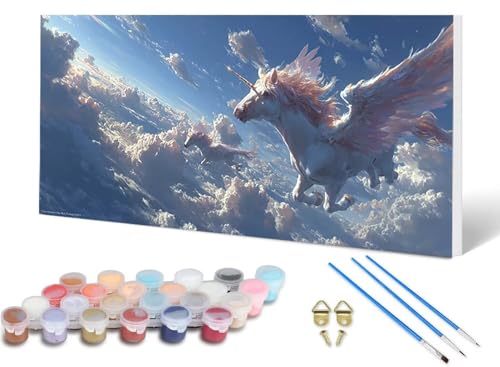Malen Nach Zahlen Erwachsene Einhorn Malen Nach Zahlen Himmel, DIY Set Erwachsene Paint by Numbers mit 3 Pinsel und Acrylfarben & Knitterfreie Leinwand für Zimmer Deko Wohnzimmer 40X80CM -lsy2506P2 Malen Nach Zahlen Erwachsene Einhorn Malen Nach Zahlen Himmel, DIY Set Erwachsene Paint by Numbers mit 3 Pinsel und Acrylfarben & Knitterfreie Leinwand für Zimmer Deko Wohnzimmer 40X80CM -lsy2506P2 von LUESUAYN