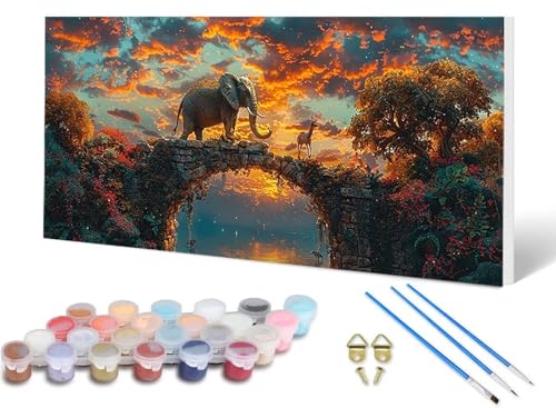 Malen Nach Zahlen Erwachsene Elefant Malen Nach Zahlen Landschaft, DIY Set Erwachsene Paint by Numbers mit 3 Pinsel und Acrylfarben & Leinwand für Zimmer Deko Wohnzimmer, Geschenke 40X80CM -lsy25063Q Malen Nach Zahlen Erwachsene Elefant Malen Nach Zahlen Landschaft, DIY Set Erwachsene Paint by Numbers mit 3 Pinsel und Acrylfarben & Leinwand für Zimmer Deko Wohnzimmer, Geschenke 40X80CM -lsy25063Q von LUESUAYN