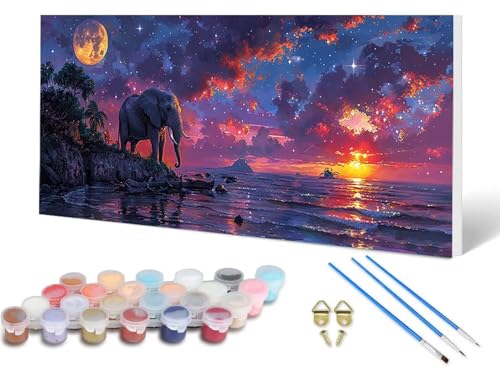Malen Nach Zahlen Erwachsene Elefant Malen Nach Zahlen Sonnenuntergang, DIY Set Erwachsene Paint by Numbers mit 3 Pinsel und Acrylfarben & Leinwand für Zimmer Deko Wohnzimmer 40 x 80 cm -lsy250645 Malen Nach Zahlen Erwachsene Elefant Malen Nach Zahlen Sonnenuntergang, DIY Set Erwachsene Paint by Numbers mit 3 Pinsel und Acrylfarben & Leinwand für Zimmer Deko Wohnzimmer 40 x 80 cm -lsy250645 von LUESUAYN