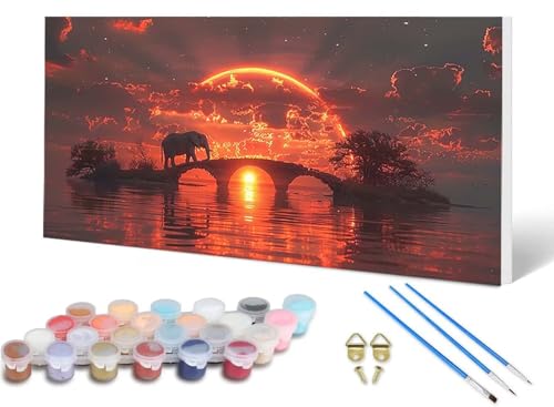Malen Nach Zahlen Erwachsene Elefant Malen Nach Zahlen Sonnenuntergang, DIY Set Erwachsene Paint by Numbers mit 3 Pinsel und Acrylfarben & Leinwand für Zimmer Deko Wohnzimmer 60X120 CM -lsy2506MB Malen Nach Zahlen Erwachsene Elefant Malen Nach Zahlen Sonnenuntergang, DIY Set Erwachsene Paint by Numbers mit 3 Pinsel und Acrylfarben & Leinwand für Zimmer Deko Wohnzimmer 60X120 CM -lsy2506MB von LUESUAYN