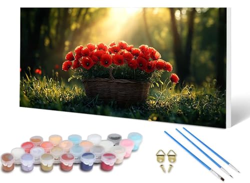 Malen Nach Zahlen Erwachsene Färberdistel Malen Nach Zahlen Anlage, DIY Set Erwachsene Paint by Numbers mit 3 Pinsel und Acrylfarben & Leinwand für Zimmer Deko Wohnzimmer, Geschenke 80X160CM -lsy256N8 von LUESUAYN
