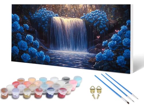Malen Nach Zahlen Erwachsene Fallen Malen Nach Zahlen Rose, DIY Set Erwachsene Paint by Numbers mit 3 Pinsel und Acrylfarben & Knitterfreie Leinwand für Zimmer Deko Wohnzimmer 100X200 CM -lsy25067C von LUESUAYN