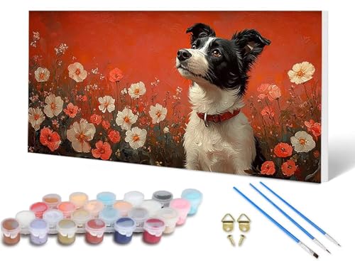 Malen Nach Zahlen Erwachsene Hund Malen Nach Zahlen Blume, DIY Set Erwachsene Paint by Numbers mit 3 Pinsel und Acrylfarben & Knitterfreie Leinwand für Zimmer Deko Wohnzimmer 40 x 80 cm -lsy2506TS Malen Nach Zahlen Erwachsene Hund Malen Nach Zahlen Blume, DIY Set Erwachsene Paint by Numbers mit 3 Pinsel und Acrylfarben & Knitterfreie Leinwand für Zimmer Deko Wohnzimmer 40 x 80 cm -lsy2506TS von LUESUAYN