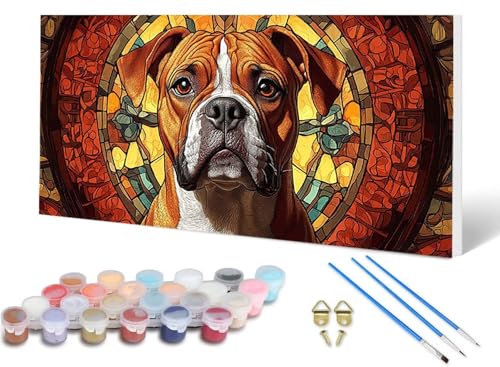 Malen Nach Zahlen Erwachsene Hund Malen Nach Zahlen Tier, DIY Set Erwachsene Paint by Numbers mit 3 Pinsel und Acrylfarben & Knitterfreie Leinwand für Zimmer Deko Wohnzimmer 100 x 200 cm -lsy2506F1 von LUESUAYN