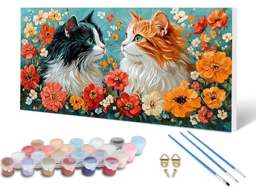 Malen Nach Zahlen Erwachsene Katze Malen Nach Zahlen Blume, DIY Set Erwachsene Paint by Numbers mit 3 Pinsel und Acrylfarben & Knitterfreie Leinwand für Zimmer Deko Wohnzimmer 60 x 120 cm -lsy25060I Malen Nach Zahlen Erwachsene Katze Malen Nach Zahlen Blume, DIY Set Erwachsene Paint by Numbers mit 3 Pinsel und Acrylfarben & Knitterfreie Leinwand für Zimmer Deko Wohnzimmer 60 x 120 cm -lsy25060I von LUESUAYN
