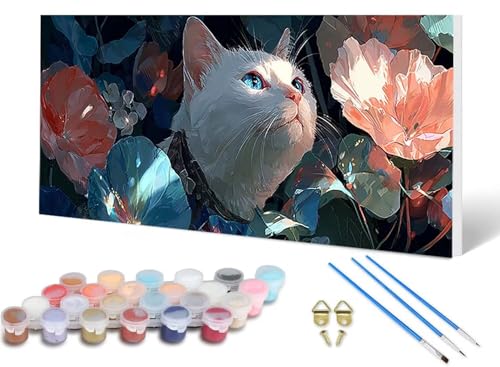 Malen Nach Zahlen Erwachsene Katze Malen Nach Zahlen Tier, DIY Set Erwachsene Paint by Numbers mit 3 Pinsel und Acrylfarben & Knitterfreie Leinwand für Zimmer Deko Wohnzimmer 40 x 80 cm -lsy25068Y Malen Nach Zahlen Erwachsene Katze Malen Nach Zahlen Tier, DIY Set Erwachsene Paint by Numbers mit 3 Pinsel und Acrylfarben & Knitterfreie Leinwand für Zimmer Deko Wohnzimmer 40 x 80 cm -lsy25068Y von LUESUAYN