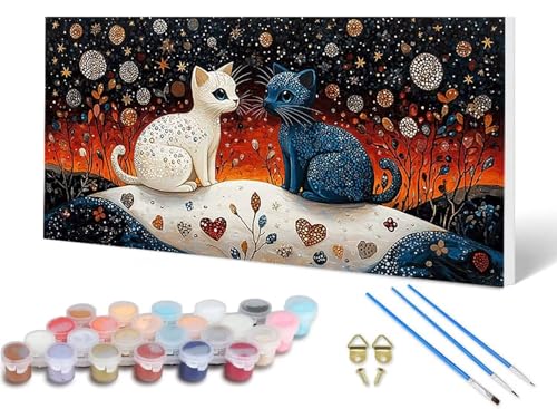 Malen Nach Zahlen Erwachsene Katze Malen Nach Zahlen Tier, DIY Set Erwachsene Paint by Numbers mit 3 Pinsel und Acrylfarben & Knitterfreie Leinwand für Zimmer Deko Wohnzimmer 80X160CM -lsy2506HJ von LUESUAYN