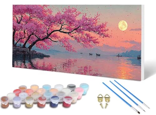 Malen Nach Zahlen Erwachsene Kirschblüten Malen Nach Zahlen Landschaft, DIY Set Erwachsene Paint by Numbers mit 3 Pinsel und Acrylfarben & Leinwand für Zimmer Deko Wohnzimmer 40 x 80 cm -lsy2506AM Malen Nach Zahlen Erwachsene Kirschblüten Malen Nach Zahlen Landschaft, DIY Set Erwachsene Paint by Numbers mit 3 Pinsel und Acrylfarben & Leinwand für Zimmer Deko Wohnzimmer 40 x 80 cm -lsy2506AM von LUESUAYN