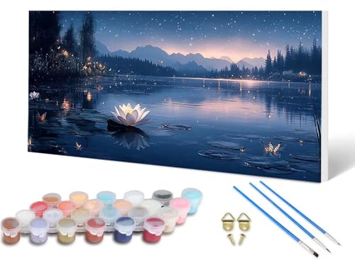 Malen Nach Zahlen Erwachsene Landschaft Malen Nach Zahlen Lotus, DIY Set Erwachsene Paint by Numbers mit 3 Pinsel und Acrylfarben & Knitterfreie Leinwand für Zimmer Deko Wohnzimmer 40X80CM -lsy2506I4 Malen Nach Zahlen Erwachsene Landschaft Malen Nach Zahlen Lotus, DIY Set Erwachsene Paint by Numbers mit 3 Pinsel und Acrylfarben & Knitterfreie Leinwand für Zimmer Deko Wohnzimmer 40X80CM -lsy2506I4 von LUESUAYN