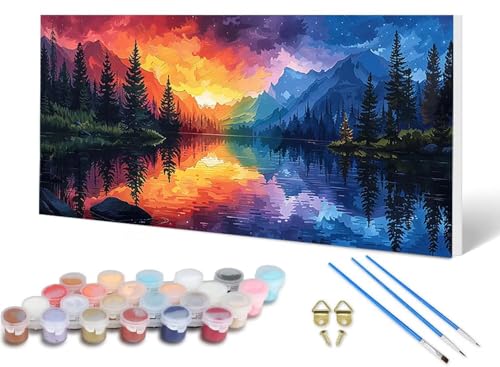 Malen Nach Zahlen Erwachsene Landschaft Malen Nach Zahlen Natur, DIY Set Erwachsene Paint by Numbers mit 3 Pinsel und Acrylfarben & Leinwand für Zimmer Deko Wohnzimmer, Geschenke 80X160 CM -lsy2506G9 von LUESUAYN