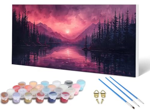 Malen Nach Zahlen Erwachsene Landschaft Malen Nach Zahlen Sonnenuntergang, DIY Set Erwachsene Paint by Numbers mit 3 Pinsel und Acrylfarben & Leinwand für Zimmer Deko Wohnzimmer 40X80CM -lsy2506QD Malen Nach Zahlen Erwachsene Landschaft Malen Nach Zahlen Sonnenuntergang, DIY Set Erwachsene Paint by Numbers mit 3 Pinsel und Acrylfarben & Leinwand für Zimmer Deko Wohnzimmer 40X80CM -lsy2506QD von LUESUAYN
