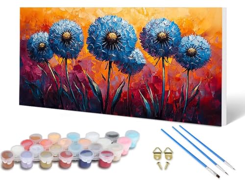 Malen Nach Zahlen Erwachsene Löwenzahn Malen Nach Zahlen Blume, DIY Set Erwachsene Paint by Numbers mit 3 Pinsel und Acrylfarben & Leinwand für Zimmer Deko Wohnzimmer, Geschenke 100 x 200 cm -lsy2566S von LUESUAYN