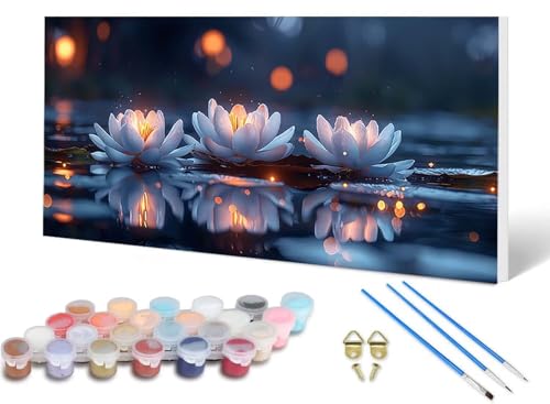 Malen Nach Zahlen Erwachsene Lotus Malen Nach Zahlen Anlage, DIY Set Erwachsene Paint by Numbers mit 3 Pinsel und Acrylfarben & Knitterfreie Leinwand für Zimmer Deko Wohnzimmer 40 x 80 cm -lsy2506M1 Malen Nach Zahlen Erwachsene Lotus Malen Nach Zahlen Anlage, DIY Set Erwachsene Paint by Numbers mit 3 Pinsel und Acrylfarben & Knitterfreie Leinwand für Zimmer Deko Wohnzimmer 40 x 80 cm -lsy2506M1 von LUESUAYN