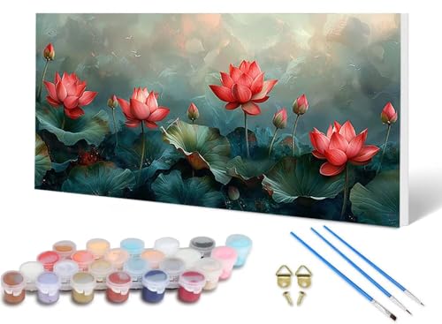 Malen Nach Zahlen Erwachsene Lotus Malen Nach Zahlen Anlage, DIY Set Erwachsene Paint by Numbers mit 3 Pinsel und Acrylfarben & Knitterfreie Leinwand für Zimmer Deko Wohnzimmer 40X80 CM -lsy250608 Malen Nach Zahlen Erwachsene Lotus Malen Nach Zahlen Anlage, DIY Set Erwachsene Paint by Numbers mit 3 Pinsel und Acrylfarben & Knitterfreie Leinwand für Zimmer Deko Wohnzimmer 40X80 CM -lsy250608 von LUESUAYN