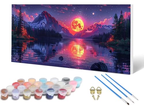Malen Nach Zahlen Erwachsene Mond Malen Nach Zahlen Landschaft, DIY Set Erwachsene Paint by Numbers mit 3 Pinsel und Acrylfarben & Knitterfreie Leinwand für Zimmer Deko Wohnzimmer 40X80 CM -lsy25064R Malen Nach Zahlen Erwachsene Mond Malen Nach Zahlen Landschaft, DIY Set Erwachsene Paint by Numbers mit 3 Pinsel und Acrylfarben & Knitterfreie Leinwand für Zimmer Deko Wohnzimmer 40X80 CM -lsy25064R von LUESUAYN
