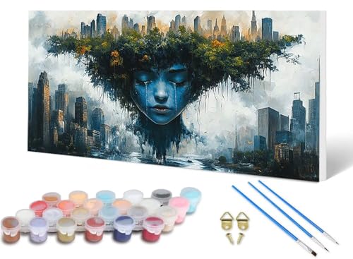Malen Nach Zahlen Erwachsene Natur Malen Nach Zahlen Traum, DIY Set Erwachsene Paint by Numbers mit 3 Pinsel und Acrylfarben & Knitterfreie Leinwand für Zimmer Deko Wohnzimmer 80 x 160 cm -lsy25064M von LUESUAYN