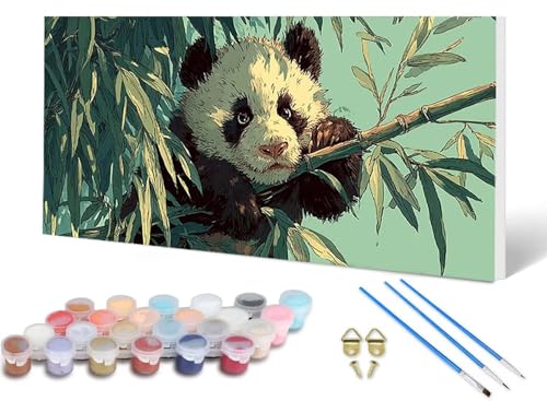 Malen Nach Zahlen Erwachsene Panda Malen Nach Zahlen Tier, DIY Set Erwachsene Paint by Numbers mit 3 Pinsel und Acrylfarben & Knitterfreie Leinwand für Zimmer Deko Wohnzimmer 40X80 CM -lsy2506J5 von LUESUAYN