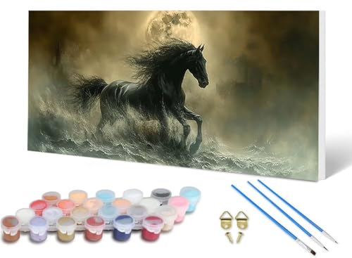 Malen Nach Zahlen Erwachsene Pferd Malen Nach Zahlen Mond, DIY Set Erwachsene Paint by Numbers mit 3 Pinsel und Acrylfarben & Knitterfreie Leinwand für Zimmer Deko Wohnzimmer 40X80CM -lsy2506B6 Malen Nach Zahlen Erwachsene Pferd Malen Nach Zahlen Mond, DIY Set Erwachsene Paint by Numbers mit 3 Pinsel und Acrylfarben & Knitterfreie Leinwand für Zimmer Deko Wohnzimmer 40X80CM -lsy2506B6 von LUESUAYN