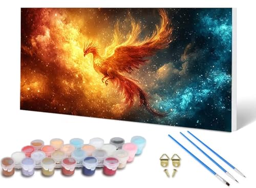 Malen Nach Zahlen Erwachsene Phönix Malen Nach Zahlen Sternenhimmel, DIY Set Erwachsene Paint by Numbers mit 3 Pinsel und Acrylfarben & Leinwand für Zimmer Deko Wohnzimmer, Geschenke 40X80CM -lsy25633 von LUESUAYN