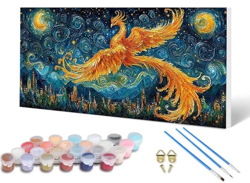 Malen Nach Zahlen Erwachsene Phönix Malen Nach Zahlen Sternenhimmel, DIY Set Erwachsene Paint by Numbers mit 3 Pinsel und Acrylfarben & Leinwand für Zimmer Deko Wohnzimmer 60 x 120 cm -lsy2506HF von LUESUAYN