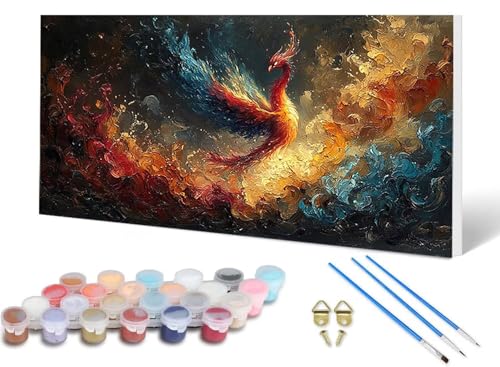 Malen Nach Zahlen Erwachsene Phönix Malen Nach Zahlen Traum, DIY Set Erwachsene Paint by Numbers mit 3 Pinsel und Acrylfarben & Knitterfreie Leinwand für Zimmer Deko Wohnzimmer 100X200CM -lsy25068Z von LUESUAYN