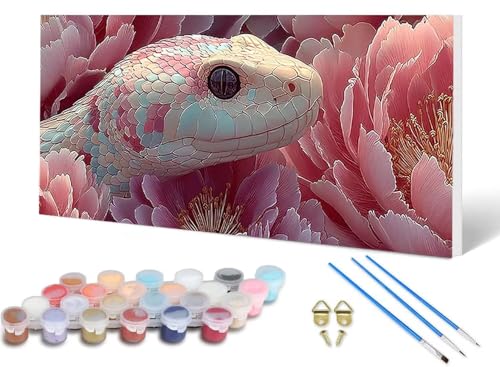 Malen Nach Zahlen Erwachsene Schlange Malen Nach Zahlen Tier, DIY Set Erwachsene Paint by Numbers mit 3 Pinsel und Acrylfarben & Knitterfreie Leinwand für Zimmer Deko Wohnzimmer 80 x 160 cm -lsy2506NO von LUESUAYN