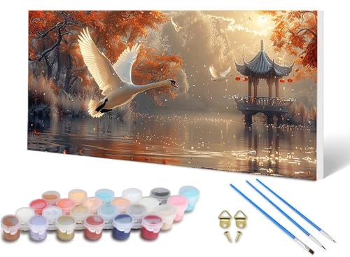 Malen Nach Zahlen Erwachsene Schwan Malen Nach Zahlen Herbst, DIY Set Erwachsene Paint by Numbers mit 3 Pinsel und Acrylfarben & Knitterfreie Leinwand für Zimmer Deko Wohnzimmer 80X160CM -lsy2506E9 Malen Nach Zahlen Erwachsene Schwan Malen Nach Zahlen Herbst, DIY Set Erwachsene Paint by Numbers mit 3 Pinsel und Acrylfarben & Knitterfreie Leinwand für Zimmer Deko Wohnzimmer 80X160CM -lsy2506E9 von LUESUAYN