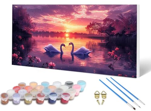 Malen Nach Zahlen Erwachsene Schwan Malen Nach Zahlen Tier, DIY Set Erwachsene Paint by Numbers mit 3 Pinsel und Acrylfarben & Knitterfreie Leinwand für Zimmer Deko Wohnzimmer 40X80 CM -lsy250638 Malen Nach Zahlen Erwachsene Schwan Malen Nach Zahlen Tier, DIY Set Erwachsene Paint by Numbers mit 3 Pinsel und Acrylfarben & Knitterfreie Leinwand für Zimmer Deko Wohnzimmer 40X80 CM -lsy250638 von LUESUAYN