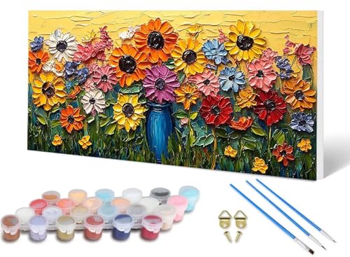 Malen Nach Zahlen Erwachsene Sonnenblume Malen Nach Zahlen Blume, DIY Set Erwachsene Paint by Numbers mit 3 Pinsel und Acrylfarben & Knitterfreie Leinwand für Zimmer Deko Wohnzimmer 40X80CM -lsy2506QL Malen Nach Zahlen Erwachsene Sonnenblume Malen Nach Zahlen Blume, DIY Set Erwachsene Paint by Numbers mit 3 Pinsel und Acrylfarben & Knitterfreie Leinwand für Zimmer Deko Wohnzimmer 40X80CM -lsy2506QL von LUESUAYN