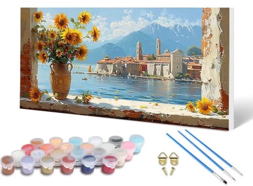 Malen Nach Zahlen Erwachsene Sonnenblume Malen Nach Zahlen Stadt, DIY Set Erwachsene Paint by Numbers mit 3 Pinsel und Acrylfarben & Leinwand für Zimmer Deko Wohnzimmer 60 x 120 cm -lsy250669FD Malen Nach Zahlen Erwachsene Sonnenblume Malen Nach Zahlen Stadt, DIY Set Erwachsene Paint by Numbers mit 3 Pinsel und Acrylfarben & Leinwand für Zimmer Deko Wohnzimmer 60 x 120 cm -lsy250669FD von LUESUAYN