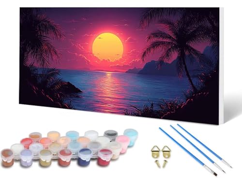 Malen Nach Zahlen Erwachsene Sonnenuntergang Malen Nach Zahlen Landschaft, DIY Set Erwachsene Paint by Numbers mit 3 Pinsel und Acrylfarben & Leinwand für Zimmer Deko Wohnzimmer 40 x 80 cm -lsy2506Y7 Malen Nach Zahlen Erwachsene Sonnenuntergang Malen Nach Zahlen Landschaft, DIY Set Erwachsene Paint by Numbers mit 3 Pinsel und Acrylfarben & Leinwand für Zimmer Deko Wohnzimmer 40 x 80 cm -lsy2506Y7 von LUESUAYN
