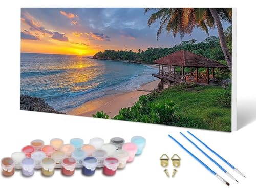 Malen Nach Zahlen Erwachsene Sonnenuntergang Malen Nach Zahlen Landschaft, DIY Set Erwachsene Paint by Numbers mit 3 Pinsel und Acrylfarben & Leinwand für Zimmer Deko Wohnzimmer 60X120CM -lsy250624 von LUESUAYN