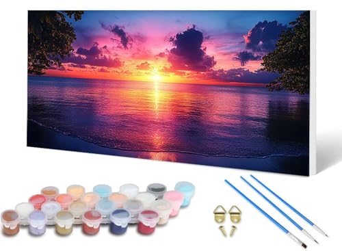 Malen Nach Zahlen Erwachsene Sonnenuntergang Malen Nach Zahlen Ozean, DIY Set Erwachsene Paint by Numbers mit 3 Pinsel und Acrylfarben & Leinwand für Zimmer Deko Wohnzimmer 60X120 CM -lsy2506JL Malen Nach Zahlen Erwachsene Sonnenuntergang Malen Nach Zahlen Ozean, DIY Set Erwachsene Paint by Numbers mit 3 Pinsel und Acrylfarben & Leinwand für Zimmer Deko Wohnzimmer 60X120 CM -lsy2506JL von LUESUAYN