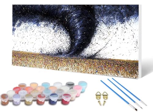 Malen Nach Zahlen Erwachsene Tornado Malen Nach Zahlen Katastrophe, DIY Set Erwachsene Paint by Numbers mit 3 Pinsel und Acrylfarben & Leinwand für Zimmer Deko Wohnzimmer 40 x 80 cm -lsy250661LQ von LUESUAYN